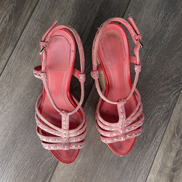 Christian Dior wedges size 8 coral - Picture 8 of 10